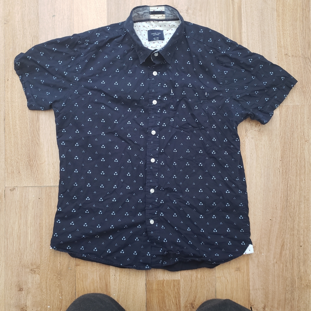 Level Ten Blue Casual Button Shirt Unisex